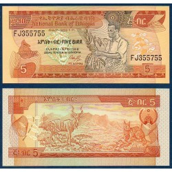 Ethiopie Pick N°42a, Billet de banque de 5 Birr 1991