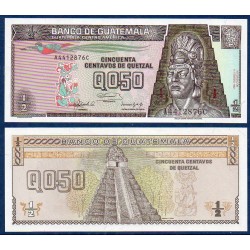 Guatemala Pick N°72b, Billet de banque de 1/2 Quetzal 1992