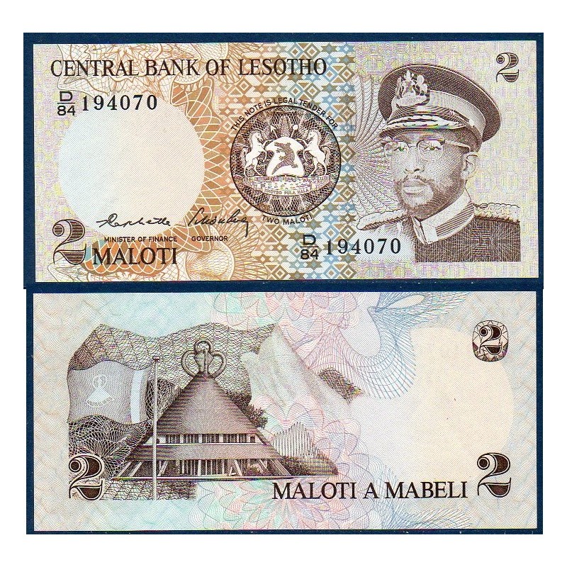 Lesotho Pick N°4b, Billet de banque de 2 Maloti 1984