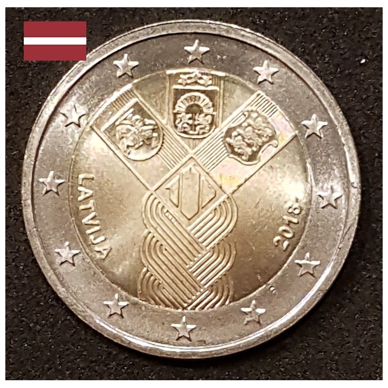 2 euros commémorative Lettonie 2018 indépendance états Baltes piece de monnaie €
