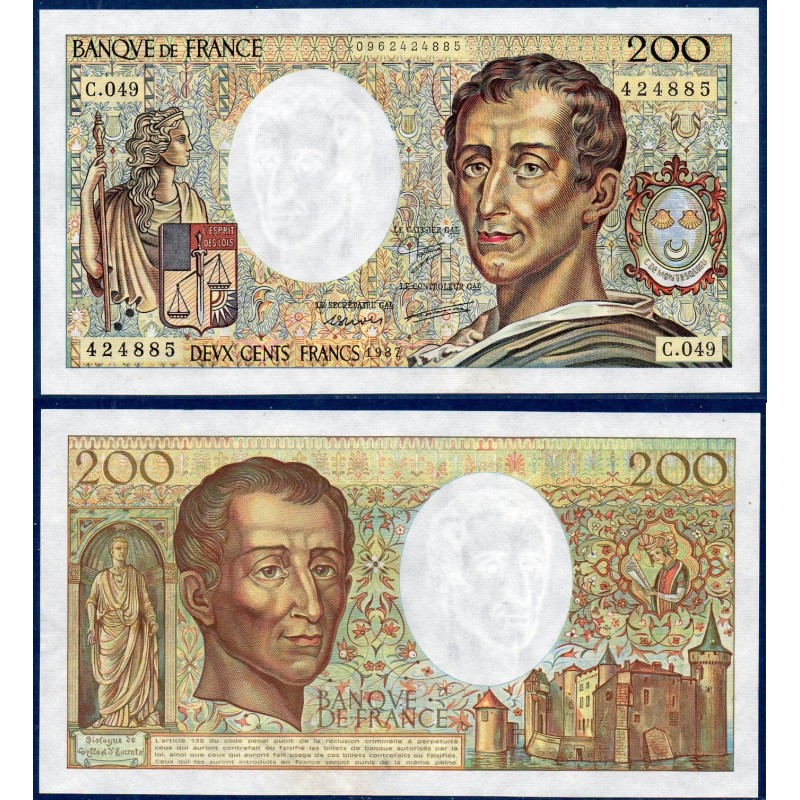 200 francs Montesquieu SPL- 1987 Billet de la banque de France