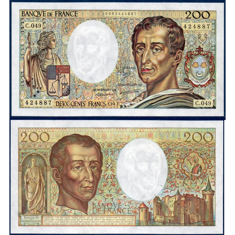 200 francs Montesquieu SPL- 1987 Billet de la banque de France