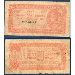 Yougoslavie Pick N°51, Billet de banque de 20 Dinara 1944