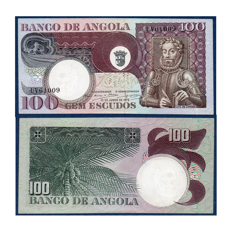 Angola Pick N°106 , Billet de banque de 100 Escudos 1973