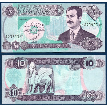 Irak Pick N°81, Billet de banque de 10 Dinars 1992