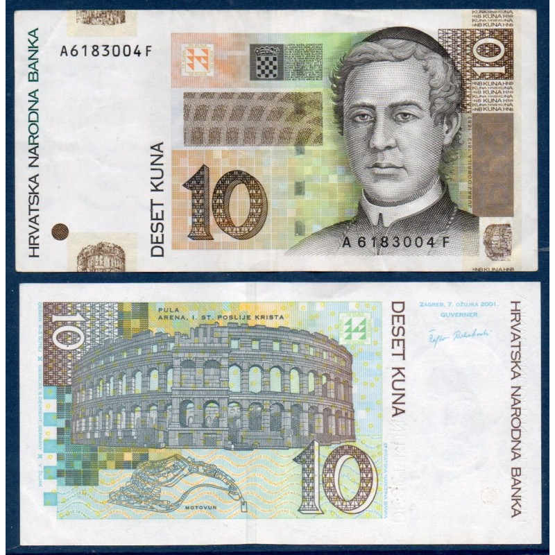 Croatie Pick N°38a, TTB+ Billet de banque de 10 Kuna 2001