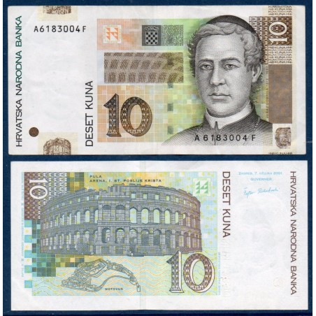 Croatie Pick N°38a, TTB+ Billet de banque de 10 Kuna 2001