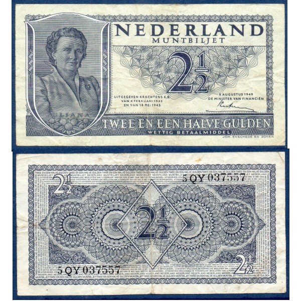Pays Bas P.73, TTB Billet de 2 1/2 gulden 1949 Muntbiljet