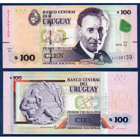 Uruguay Pick N°95, Billet de banque de 100 Pesos 2015