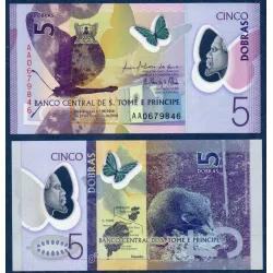 Sao Tomé et Principe P.70, Billet de 5 Dobras 2016 Acraea insulana