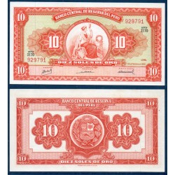 Perou Pick N°84, Billet de banque de 10 Soles 1966
