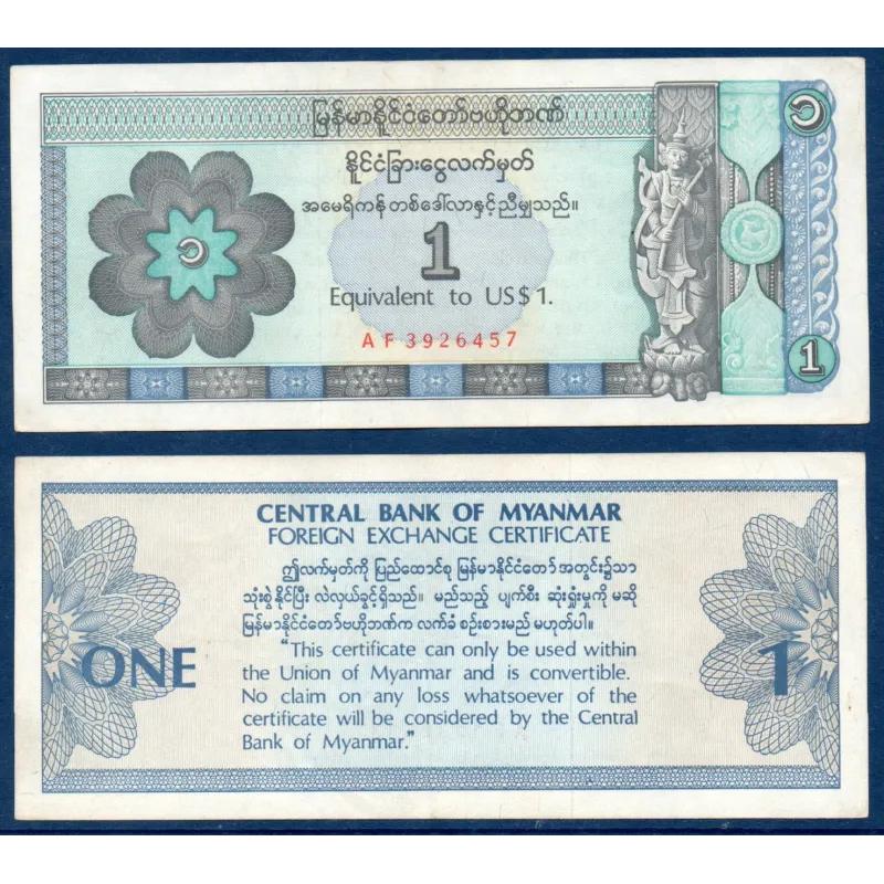 Myanmar, Birmanie Pick N°FX1, Billet de banque de 1 dollar 1993 Myanmar, Birmanie Pick N°FX1, Billet de banque de 1 dollar 1993