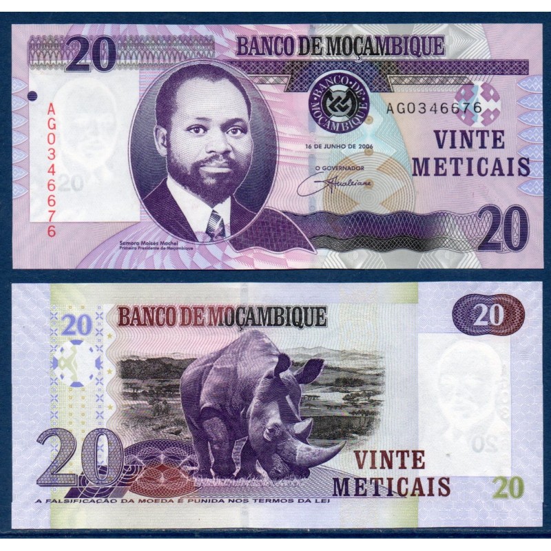 Mozambique Pick N°143a, Billet de banque de 20 meticais 2006