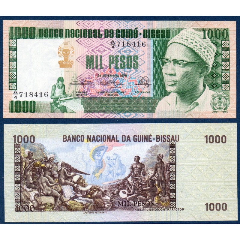 Guinée Bissau Pick N°8b, Billet de banque de 1000 Pesos 1978
