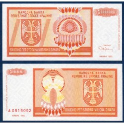 Croatie (serbie) Pick N°R16a, Billet de banque de 500 Millions dinara 1992