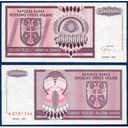 Croatie (serbie) Pick N°R14a, Billet de banque de 50 Millions dinara 1993