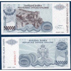 Croatie (serbie) Pick N°R32a, Billet de banque de 500000 Dinara 1994