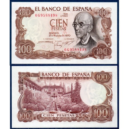 Espagne Pick N°152a, Neuf Billet de banque de 100 pesetas 1970