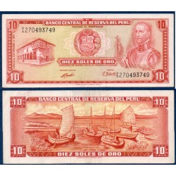 Perou Pick N°100b, Billet de banque de 10 Soles 1969-1974