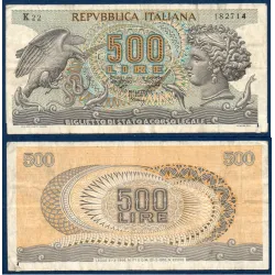 Italie P.93a, TB Billet de 500 Lire 1966-1970 Aigle Aretusa