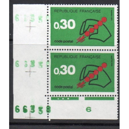 Timbre Yvert No 1720 variété numéro frapées 3 fois neuf luxe** code postal