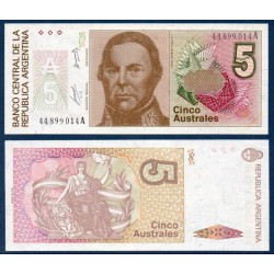 Argentine Pick N°324a, Billet de banque de 5 Australes 1985-1989