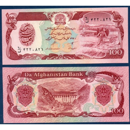 Afghanistan P.58b, Neuf, Billet de 100 afghanis 1990 Fermier