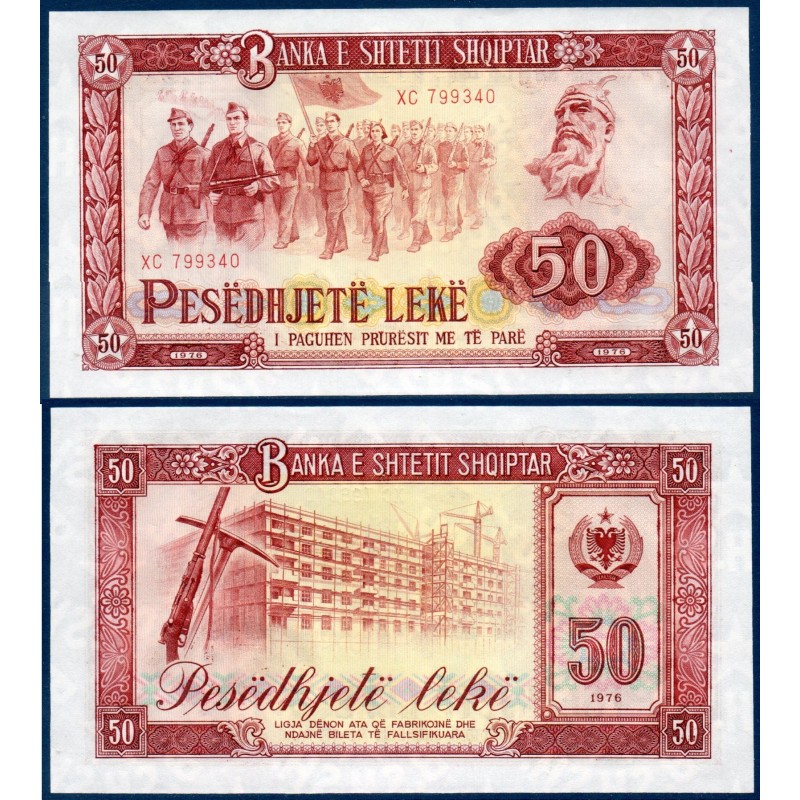 Albanie Pick N°45a, Billet de banque de 50 Leke 1976