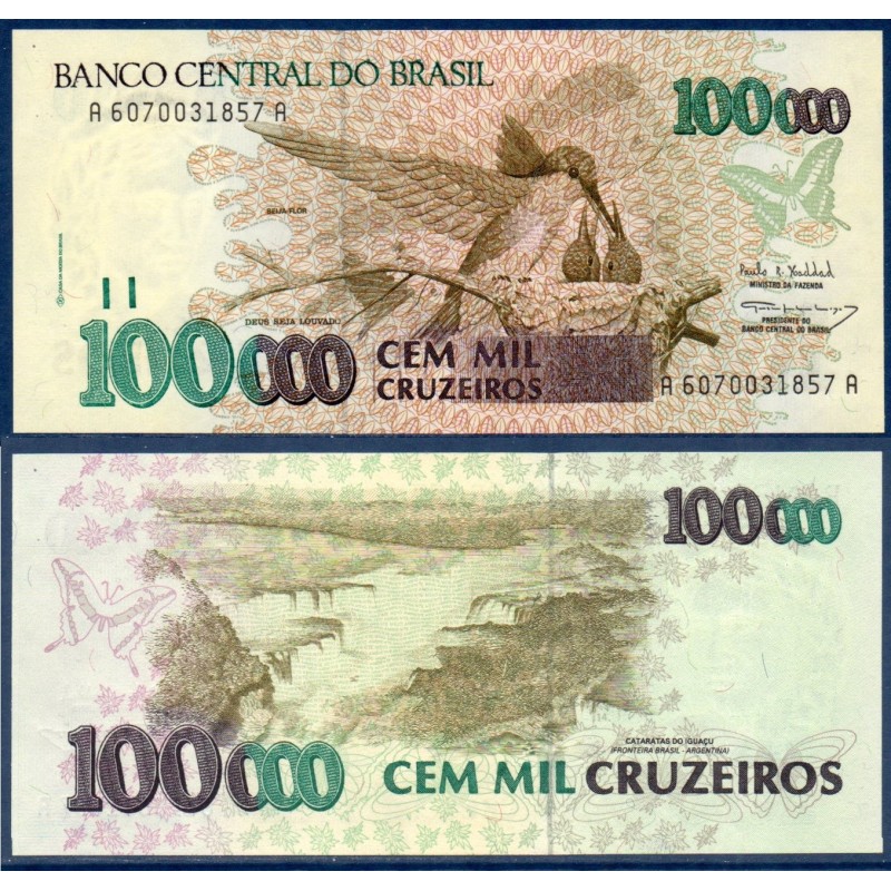 Bresil Pick N°235b, Billet de banque de 100000 Cruzeiros 1993