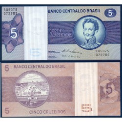 Bresil Pick N°192c, Billet de banque de banque de 5 Cruzeiros 1974