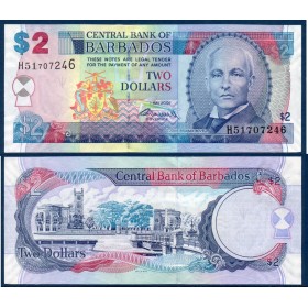 Barbade P.66b, neuf Billet de 2 dollars 2007 John Redman Bovell