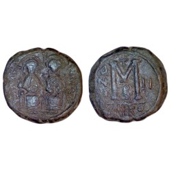 Follis Justin II et Sophie (565-566), SB 369 atelier Nicomedie 2eme officine
