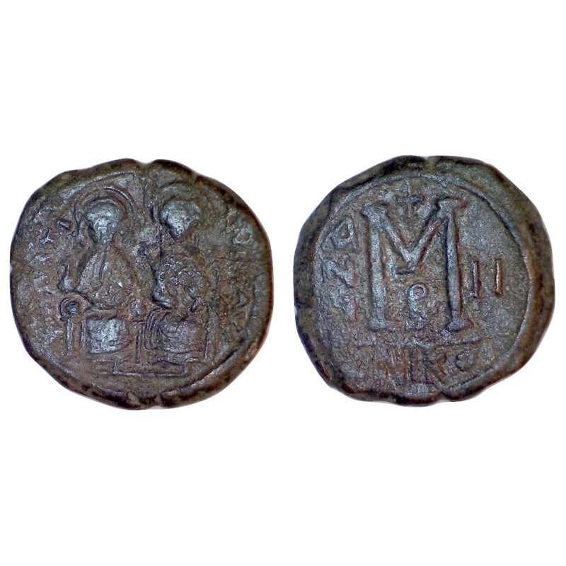 Follis Justin II et Sophie (565-566), SB 369 atelier Nicomedie 2eme officine