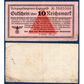 Allemagne ROS N°521, Billet de Stalag Lagergeldde 10 reichsmark  1939