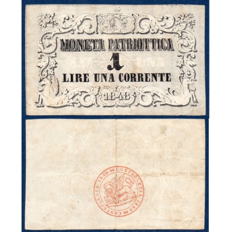 Etats Italiens Venise Pick N°S185 , Billet de banque de 1 Lire 1848