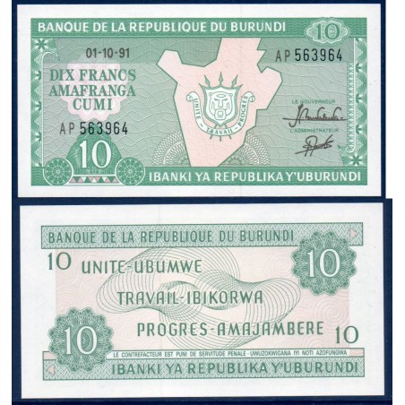 Burundi Pick N°33b, Billet de banque de 20 Francs 1986-1991