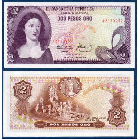 Colombie Pick N°413b, neuf Billet de banque de 2 Pesos oro 1976-1977