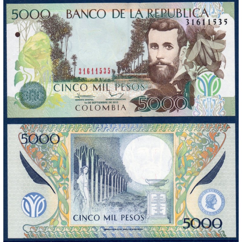 Colombie Pick N°452p, Billet de banque de 5000 Pesos 10.9.2013