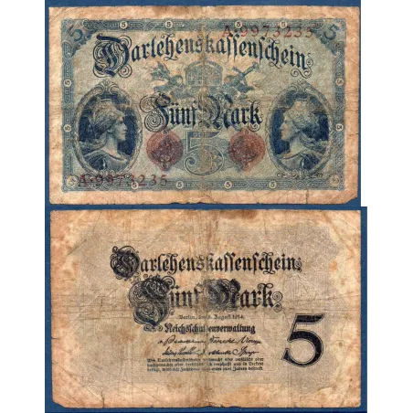 Allemagne Pick N°47b, Billet de banque de 5 Mark 1914