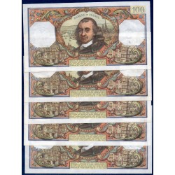 5x 100 Francs Corneille consécutifs TTB  5.10.1978 Billet de la banque de France