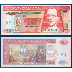 Guatemala Pick N°123a, Billet de banque de 10 Quetzales 2010