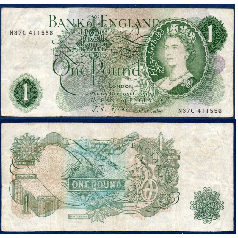 Grande Bretagne Pick N°374e, Billet de banque de 1 livre 1966-1970