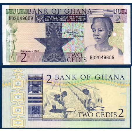 Ghana Pick N°18d, Billet de banque de 2 cédis 1982