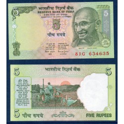 Inde Pick N°88Ab, Billet de banque de 5 Ruppes 2002