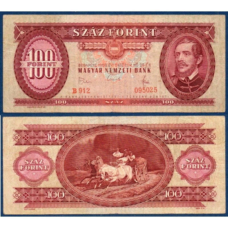Hongrie Pick N°171d, Billet de banque de 100 Forintz 1968