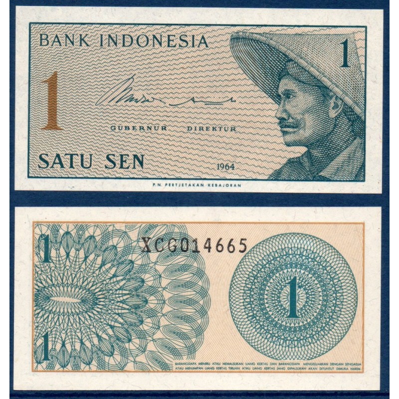 Indonésie Pick N°90s, Spécimen  Billet de banque de 1 sen 1964