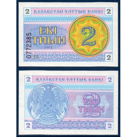 Kazakhstan P.2c, neuf Billet de 2 Tyin 1993 bleu flocon