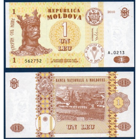 Moldavie Pick N°8h, Billet de Banque de 1 Leu 2010