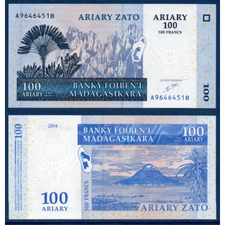 Madagascar P.86a, Neuf, Billet de 100 Ariary : 500 Francs 2004 Tsingy