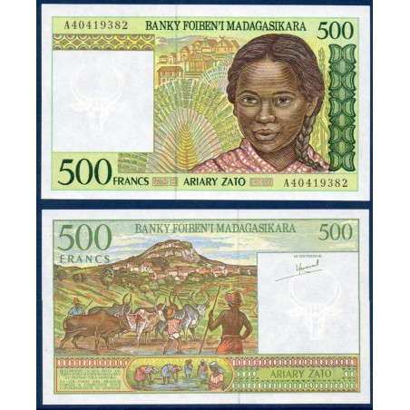 Madagascar P.75a, Neuf, Billet de 500 Francs - 100 Ariary 1994 Bergers